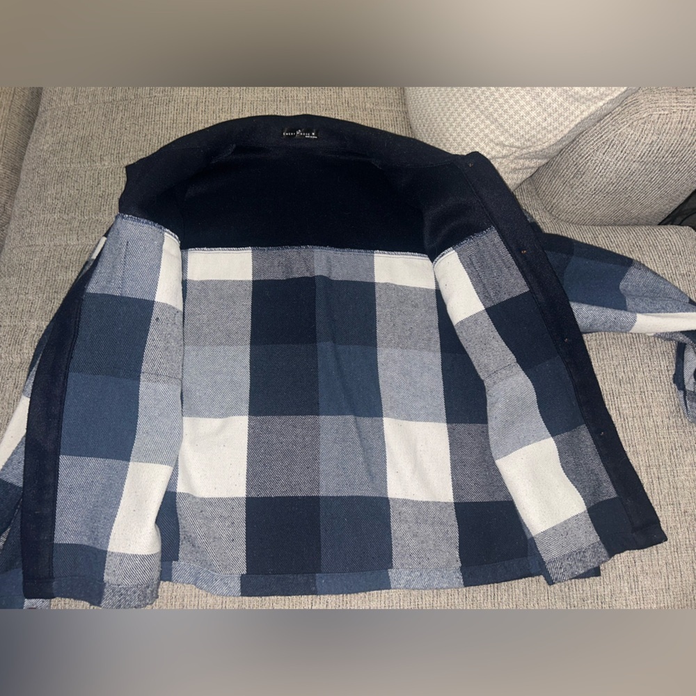Buffalo Check Wool-Blend Peacoat in Navy and White - Picture 6 of 6